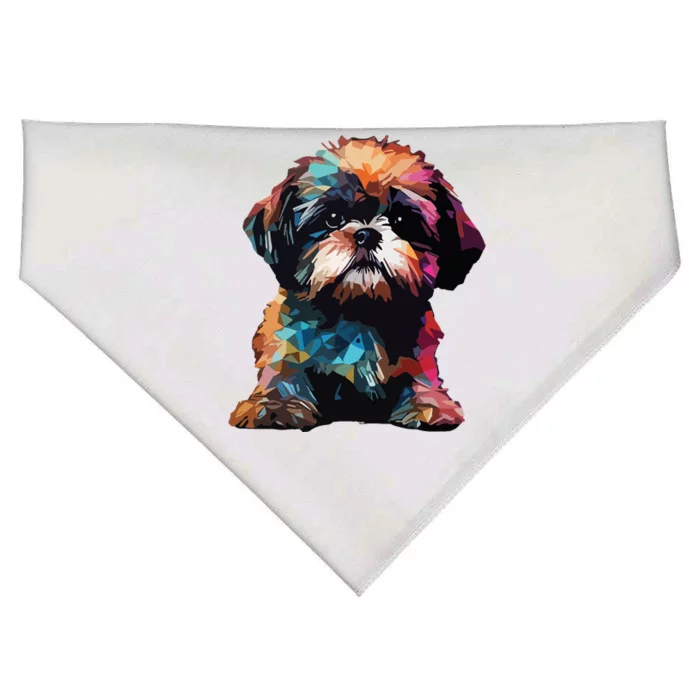 Shih Tzu Puppy Dog Pop Art Premium USA-Made Doggie Bandana