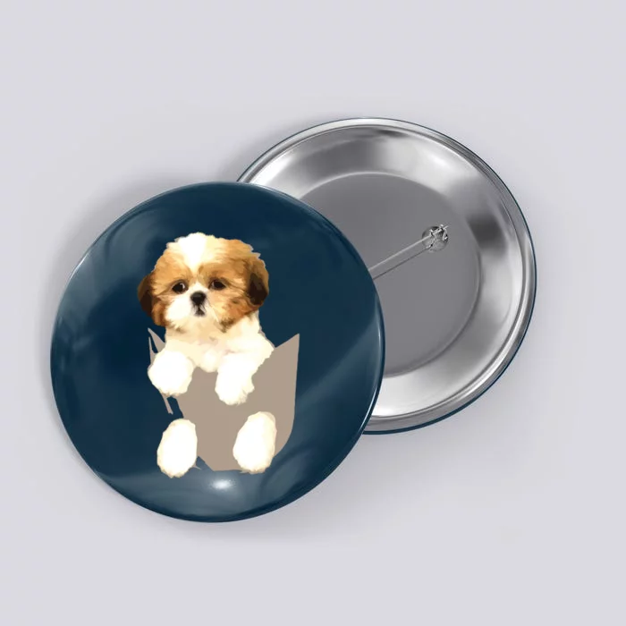 Shih Tzu Puppy In Pocket Button