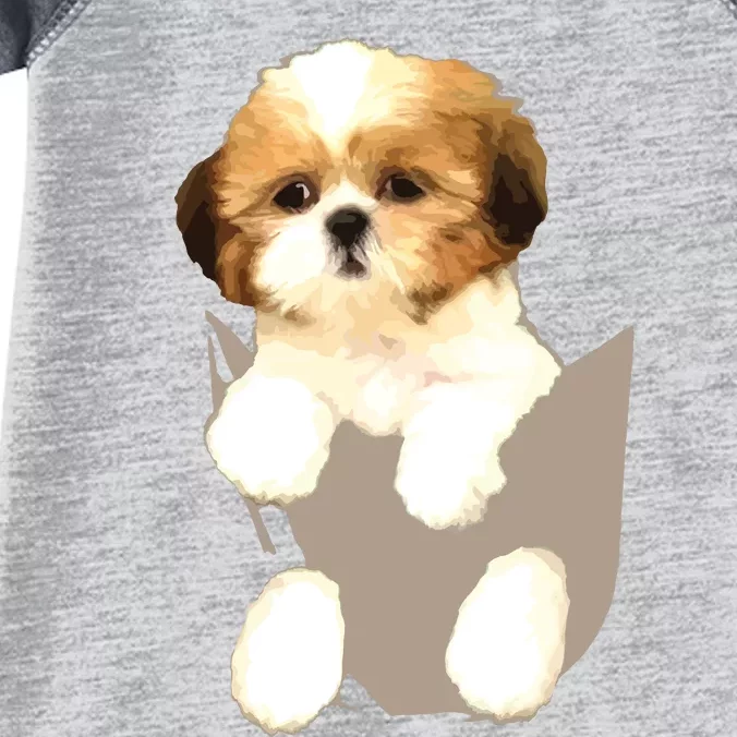 Shih Tzu Puppy In Pocket Infant Baby Jersey Bodysuit