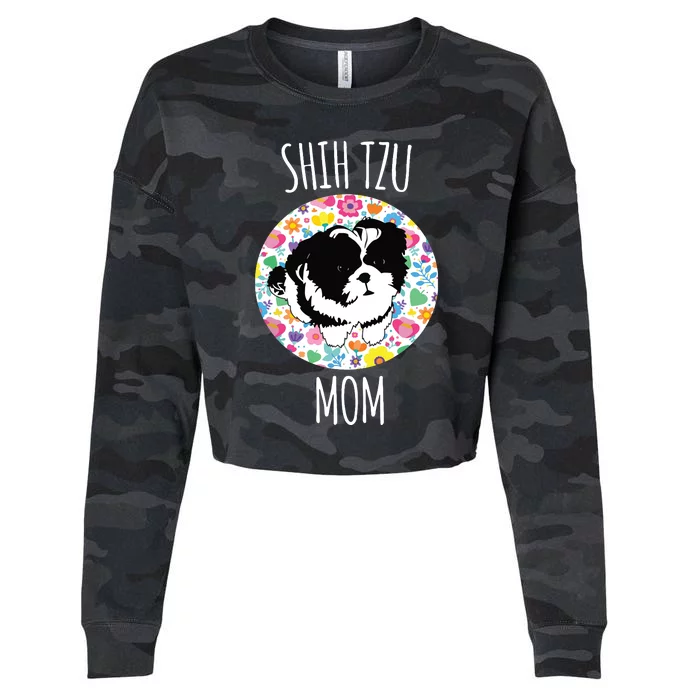 Shih Tzu Puppy Shih Tzu Mom Mama Cropped Pullover Crew