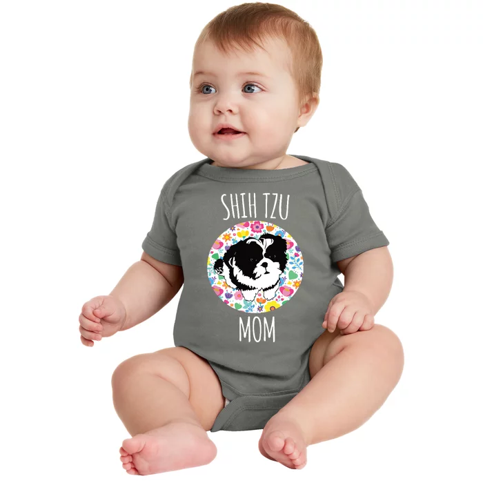 Shih Tzu Puppy Shih Tzu Mom Mama Baby Bodysuit