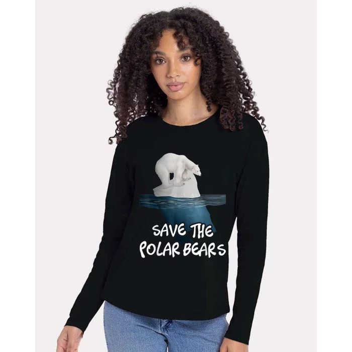 Save The Polar Bears Environmental Protection Earth Day Womens Cotton Relaxed Long Sleeve T-Shirt