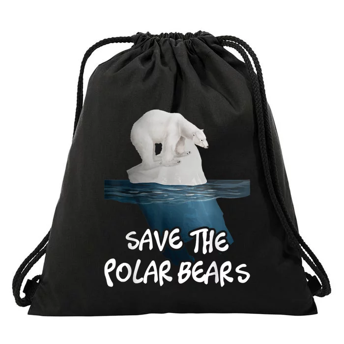 Save The Polar Bears Environmental Protection Earth Day Drawstring Bag