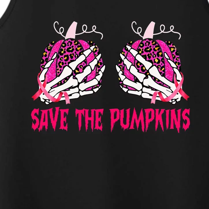 Save The Pumpkins Leopard Skeleton Breast Cancer Awareness Performance Tank