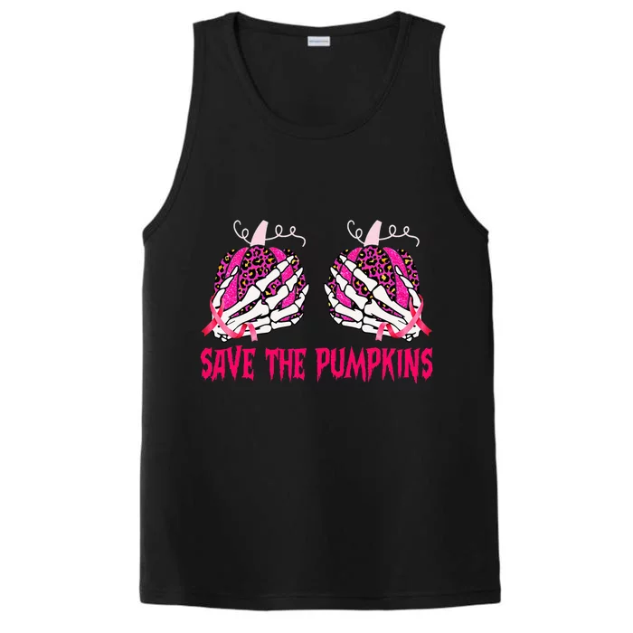 Save The Pumpkins Leopard Skeleton Breast Cancer Awareness Performance Tank