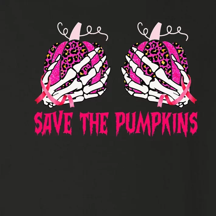 Save The Pumpkins Leopard Skeleton Breast Cancer Awareness Toddler Long Sleeve Shirt