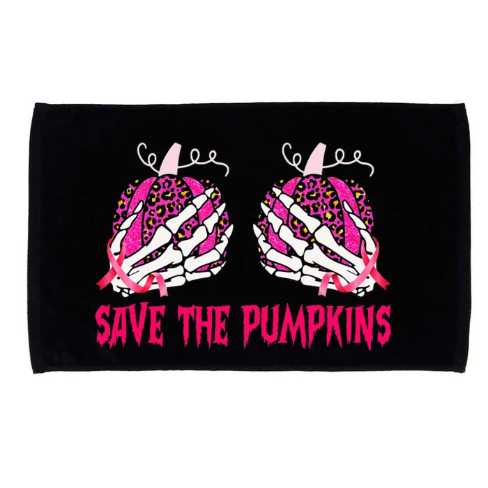 Save The Pumpkins Leopard Skeleton Breast Cancer Awareness Microfiber Hand Towel