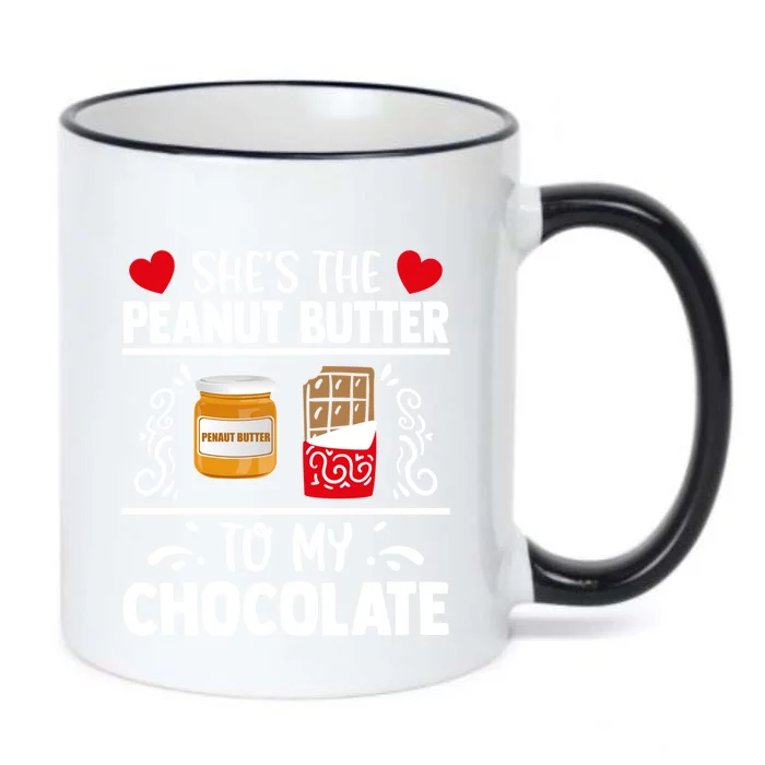 She's The Peanut Butter To My Chocolate Valentines Couple Gift Black Color Changing Mug