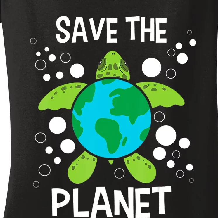 Save The Planet Environmental Protection Earth Day Climate Women's V-Neck T-Shirt