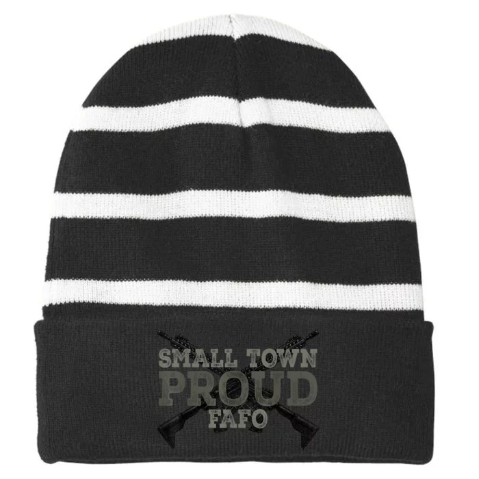 Small Town Proud FAFO Vintage Striped Beanie with Solid Band