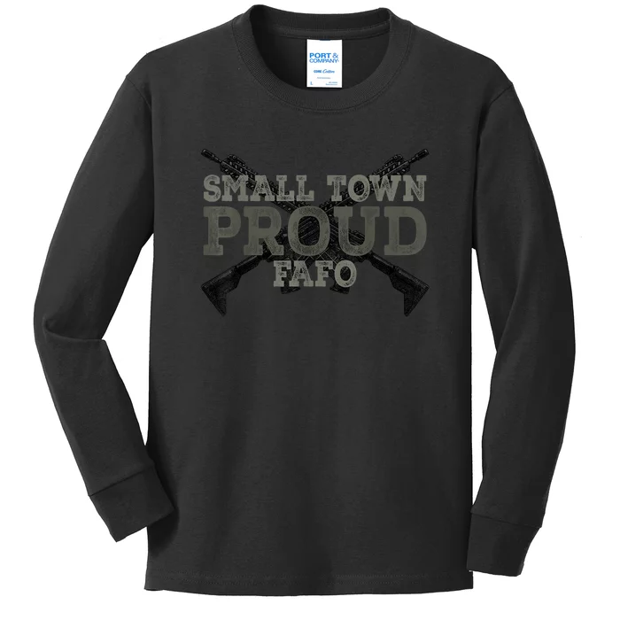 Small Town Proud FAFO Vintage Kids Long Sleeve Shirt