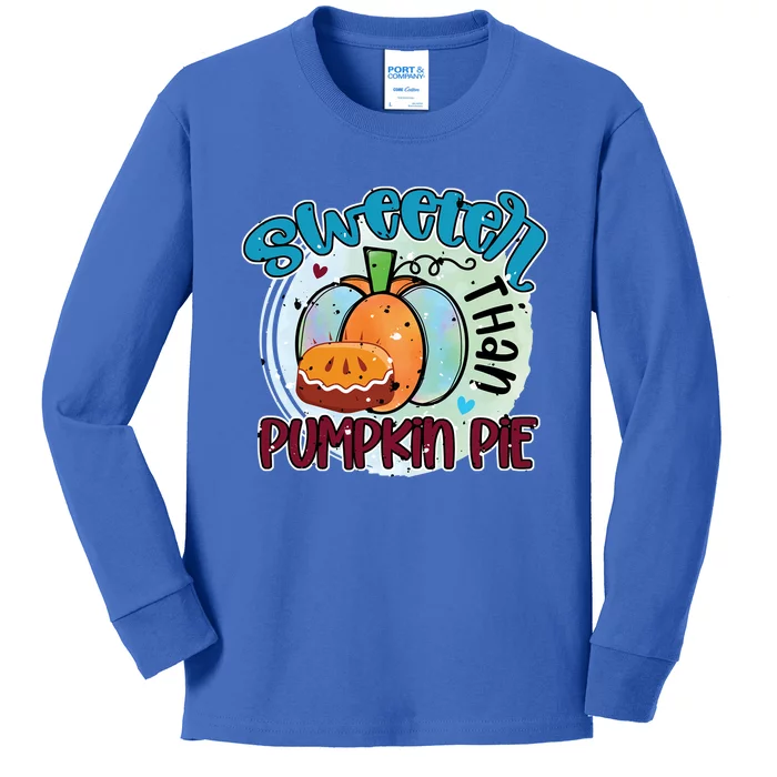 Sweeter Than Pumpkin Pie Autumn Thanksgiving Gift Kids Long Sleeve Shirt