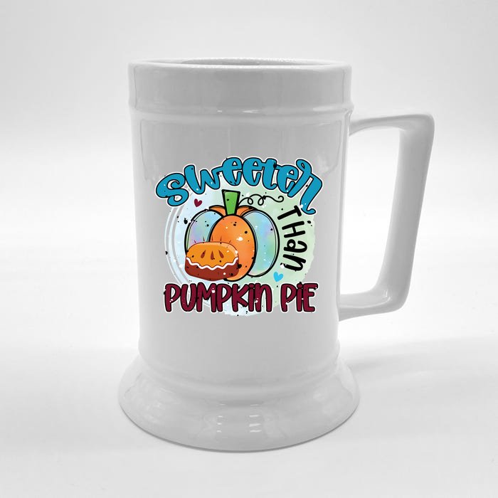 Sweeter Than Pumpkin Pie Autumn Thanksgiving Gift Front & Back Beer Stein