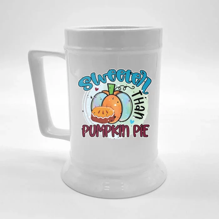 Sweeter Than Pumpkin Pie Autumn Thanksgiving Gift Front & Back Beer Stein