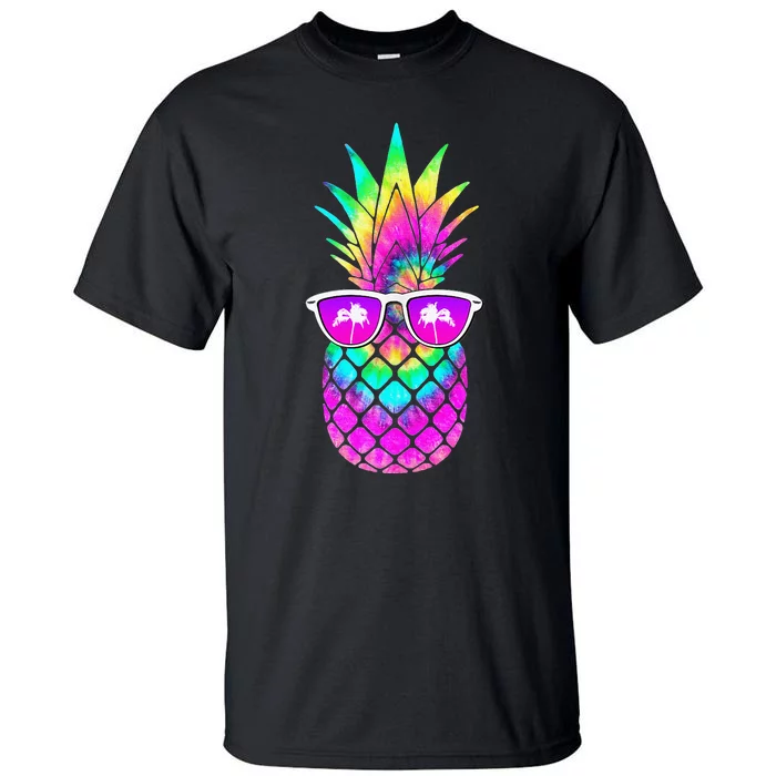 Summer TieDye Pineapple Sunglasses Tropical Design Tall T-Shirt