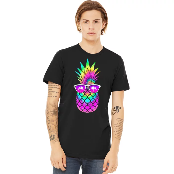 Summer TieDye Pineapple Sunglasses Tropical Design Premium T-Shirt