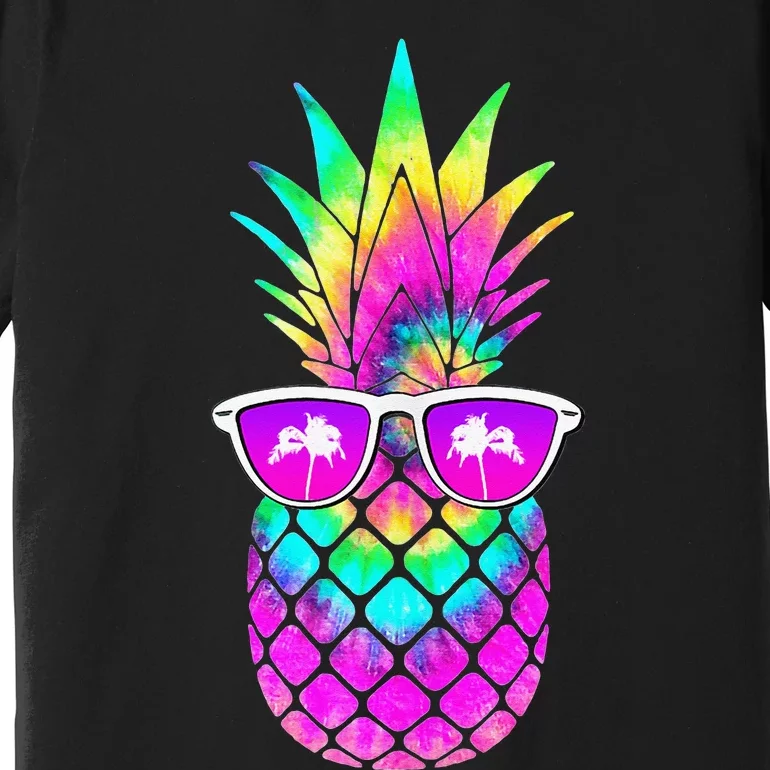 Summer TieDye Pineapple Sunglasses Tropical Design Premium T-Shirt