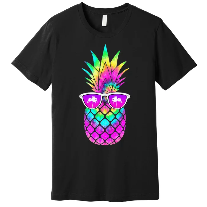 Summer TieDye Pineapple Sunglasses Tropical Design Premium T-Shirt