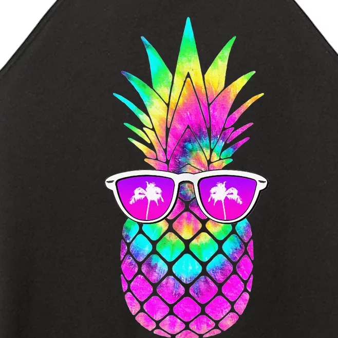 Summer TieDye Pineapple Sunglasses Tropical Design Women’s Perfect Tri Rocker Tank