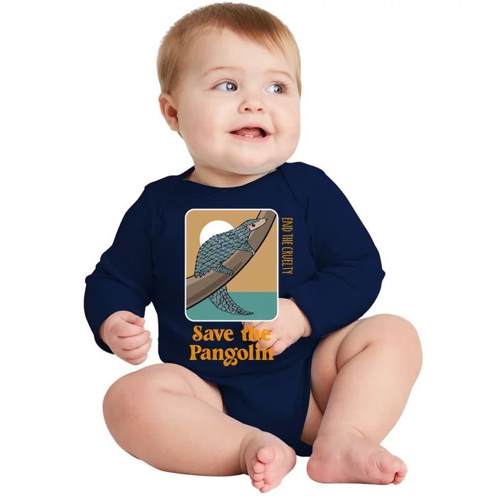 Save The Pangolin End The Cruelty Conservation Earth Day Meaningful Gift Baby Long Sleeve Bodysuit