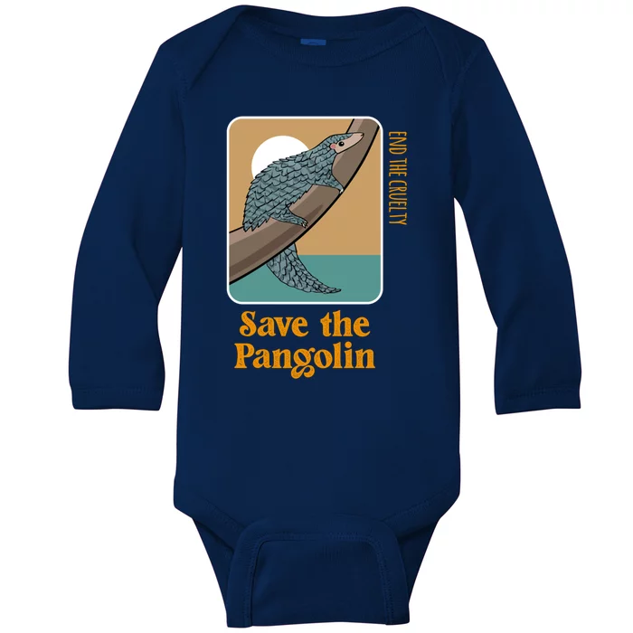 Save The Pangolin End The Cruelty Conservation Earth Day Meaningful Gift Baby Long Sleeve Bodysuit