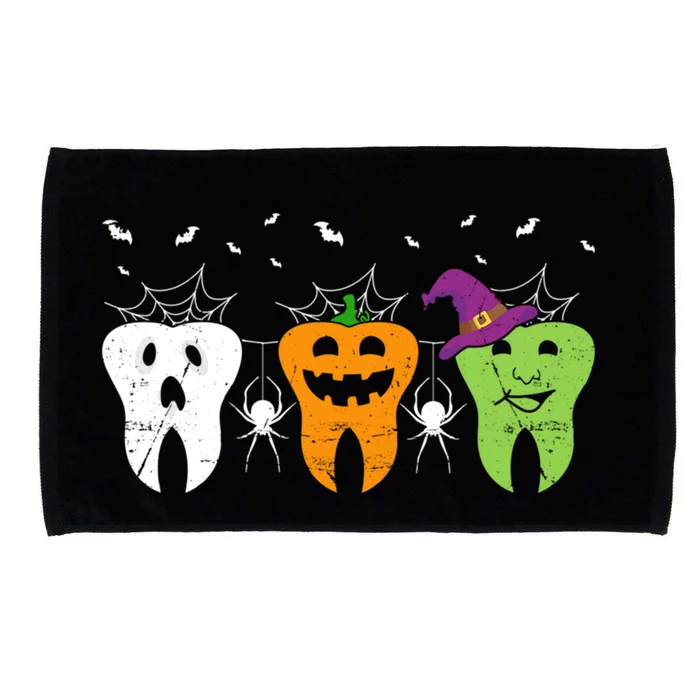 Spooky Teeth Pumpkin Witch Devil Halloween Dentist Dental Cool Gift Microfiber Hand Towel