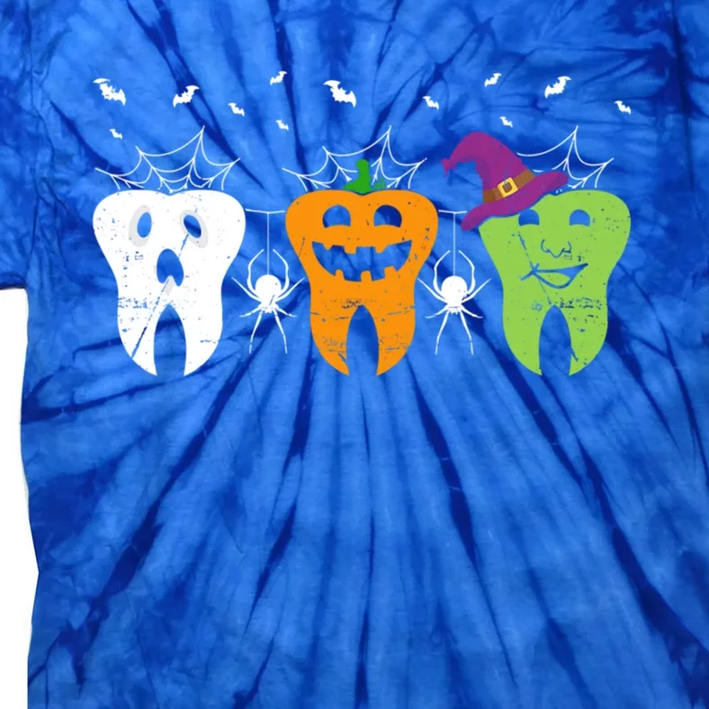 Spooky Teeth Pumpkin Witch Devil Halloween Dentist Dental Cool Gift Tie-Dye T-Shirt