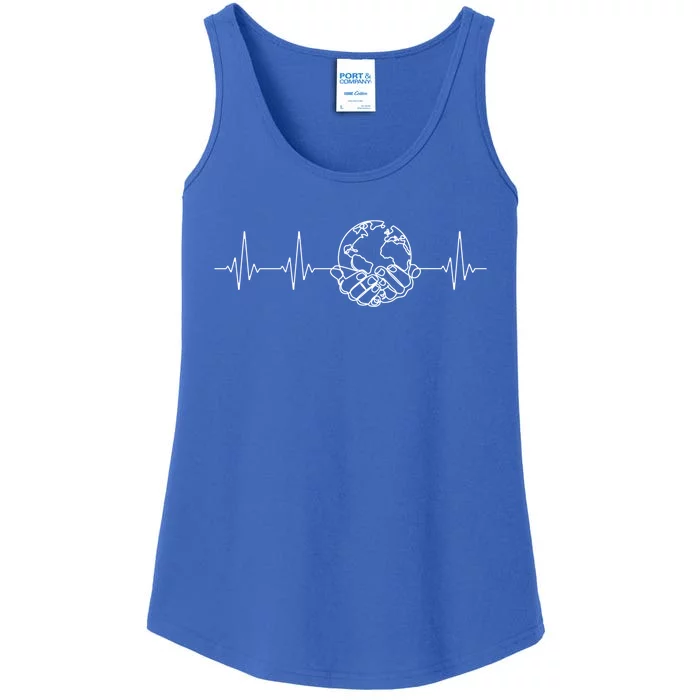 Save The Planet Heartbeat On World Earth Day Environtal Gift Ladies Essential Tank