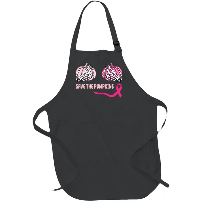 Save The Pumpkins Breast Cancer Awareness Ribbon Full-Length Apron With Pocket