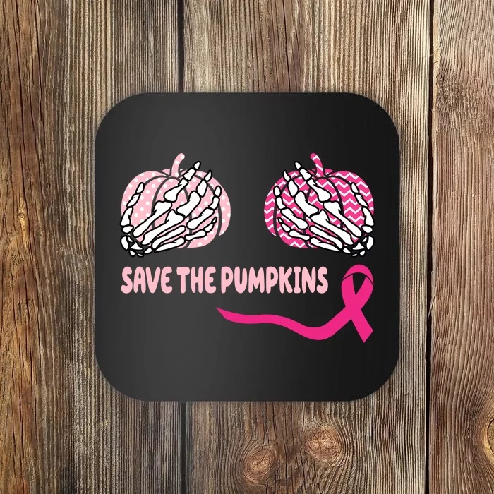 Save The Pumpkins Breast Cancer Awareness Ribbon Coaster