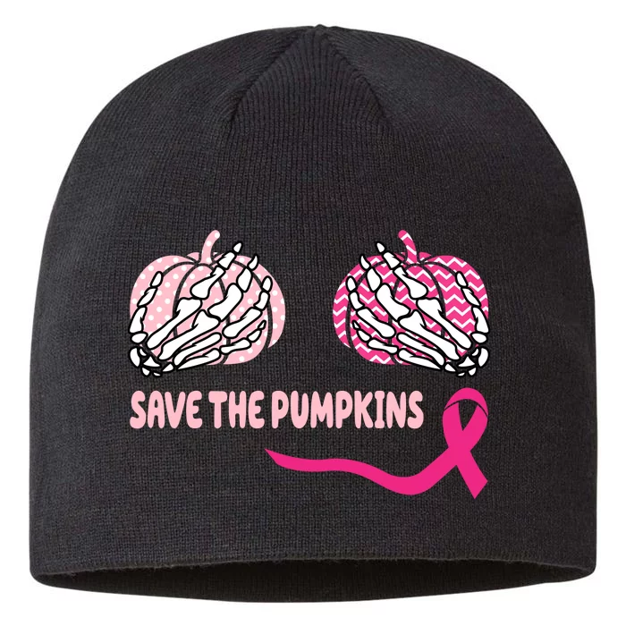 Save The Pumpkins Breast Cancer Awareness Ribbon 8 1/2in Sustainable Knit Beanie