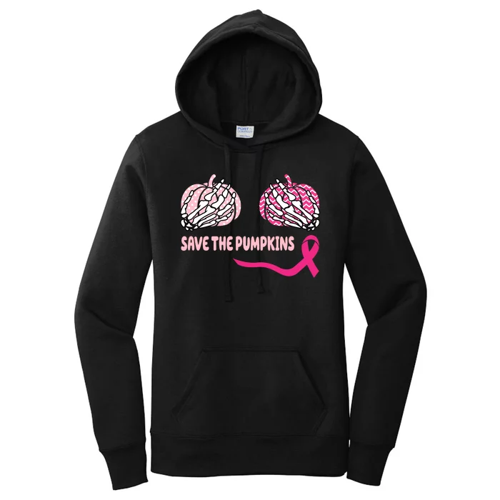 Save The Pumpkins Breast Cancer Awareness Ribbon Women's Pullover Hoodie