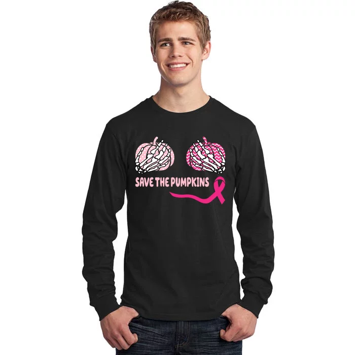 Save The Pumpkins Breast Cancer Awareness Ribbon Tall Long Sleeve T-Shirt