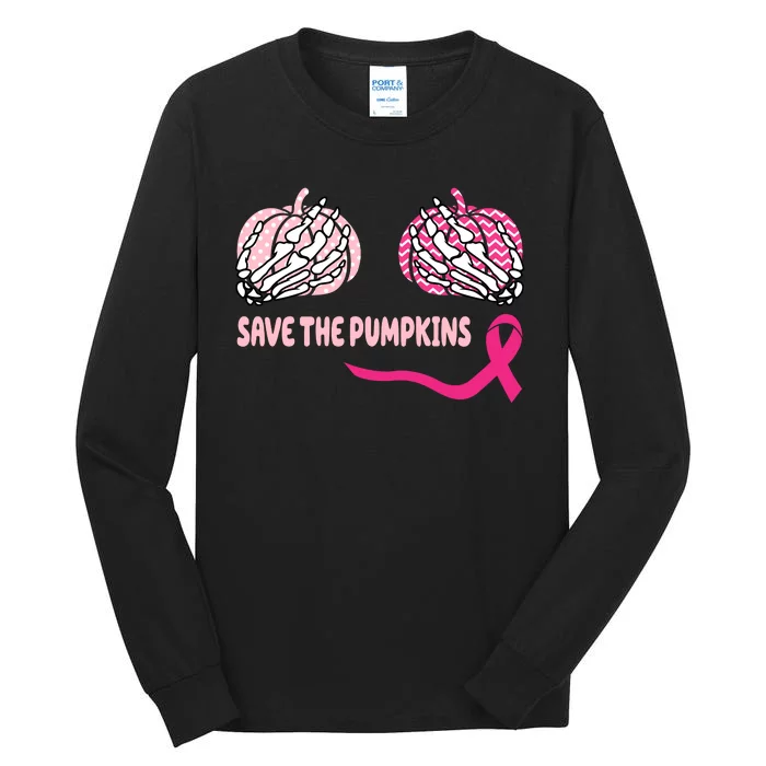 Save The Pumpkins Breast Cancer Awareness Ribbon Tall Long Sleeve T-Shirt