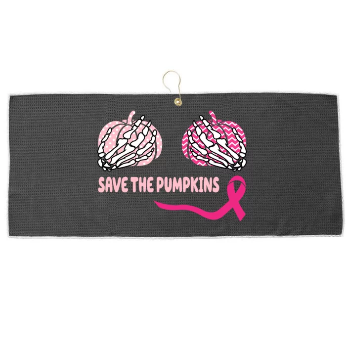 Save The Pumpkins Breast Cancer Awareness Ribbon Large Microfiber Waffle Golf Towel