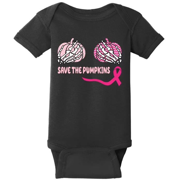 Save The Pumpkins Breast Cancer Awareness Ribbon Baby Bodysuit