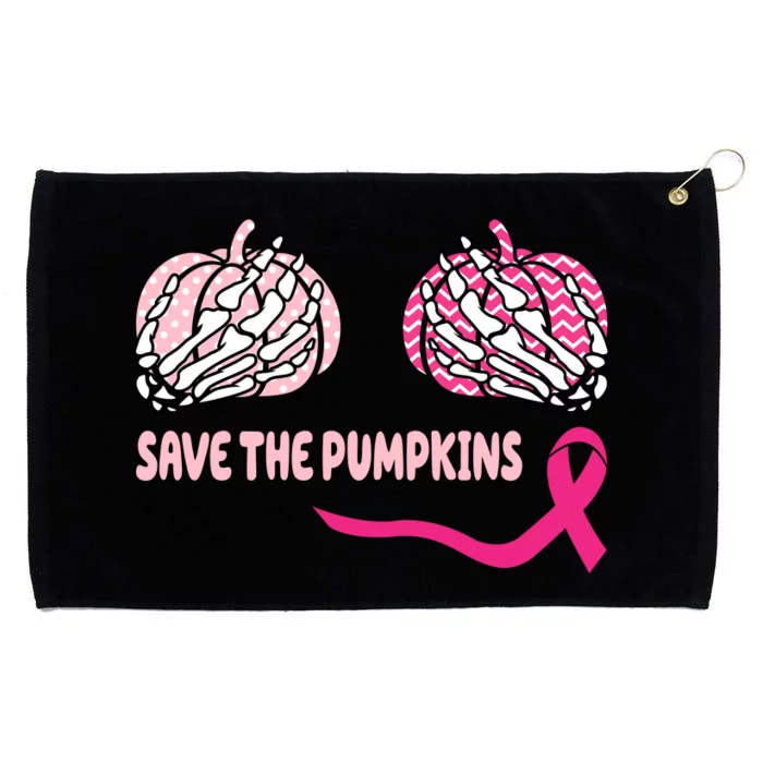 Save The Pumpkins Breast Cancer Awareness Ribbon Grommeted Golf Towel