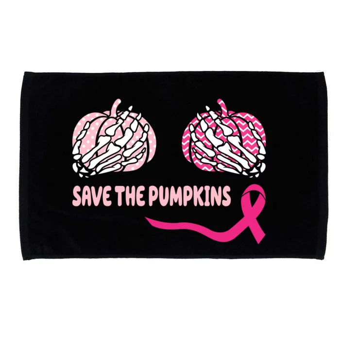 Save The Pumpkins Breast Cancer Awareness Ribbon Microfiber Hand Towel