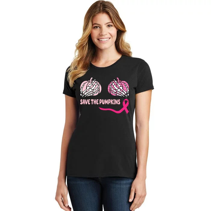 Save The Pumpkins Breast Cancer Awareness Ribbon Women's T-Shirt