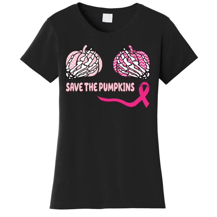 Save The Pumpkins Breast Cancer Awareness Ribbon Women's T-Shirt