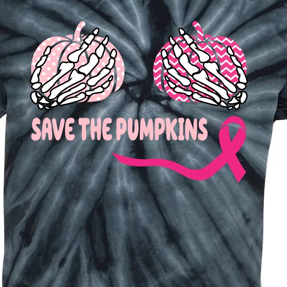 Save The Pumpkins Breast Cancer Awareness Ribbon Kids Tie-Dye T-Shirt