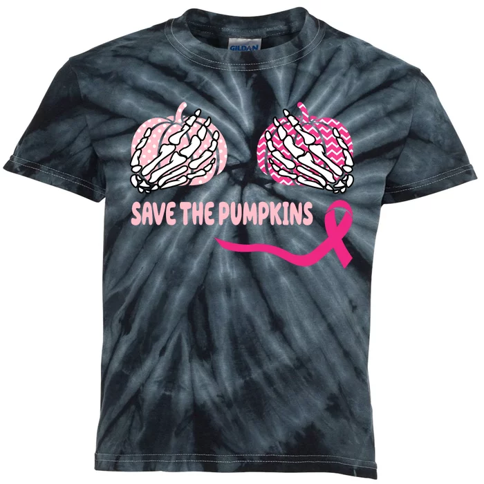 Save The Pumpkins Breast Cancer Awareness Ribbon Kids Tie-Dye T-Shirt