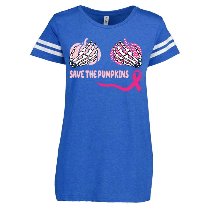 Save The Pumpkins Breast Cancer Awareness Ribbon Enza Ladies Jersey Football T-Shirt