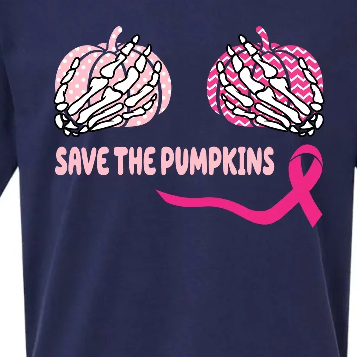 Save The Pumpkins Breast Cancer Awareness Ribbon Sueded Cloud Jersey T-Shirt