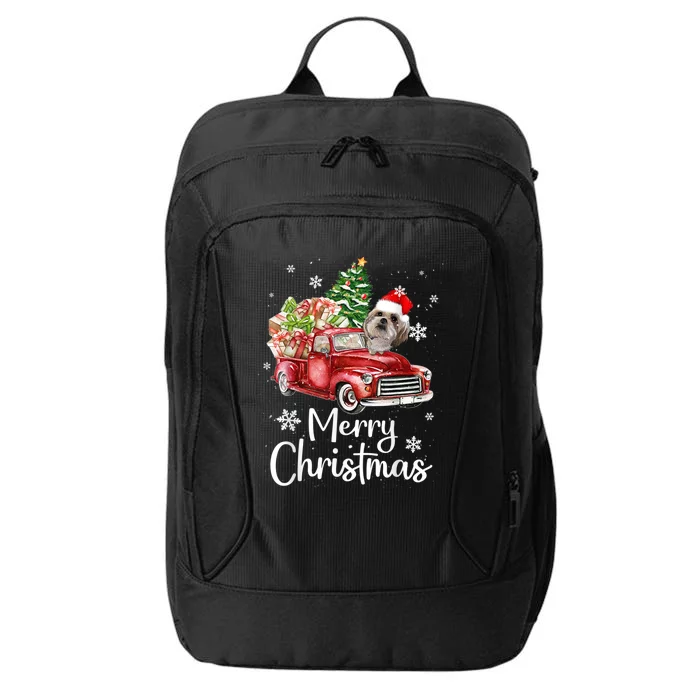 Shih Tzu Riding Red Truck Xmas Merry Christmas Great Gift City Backpack