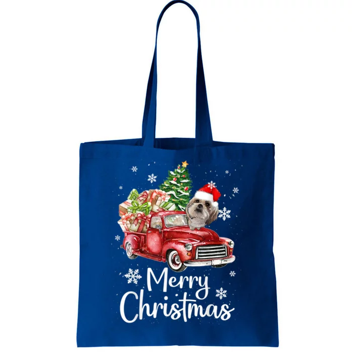 Shih Tzu Riding Red Truck Xmas Merry Christmas Great Gift Tote Bag