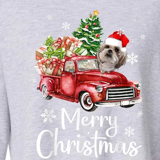 Shih Tzu Riding Red Truck Xmas Merry Christmas Great Gift Cropped Pullover Crew