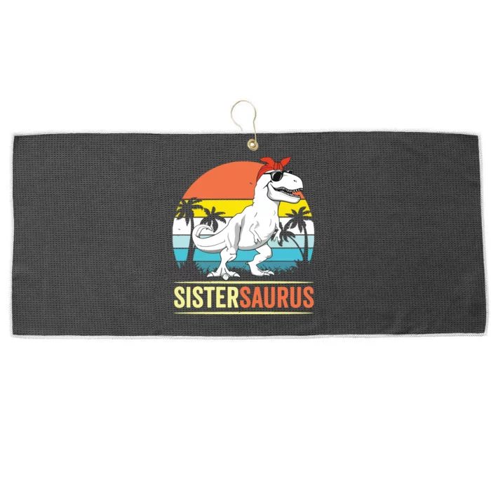 Sistersaurus T Rex Dinosaur Sister Saurus Family Matching Large Microfiber Waffle Golf Towel