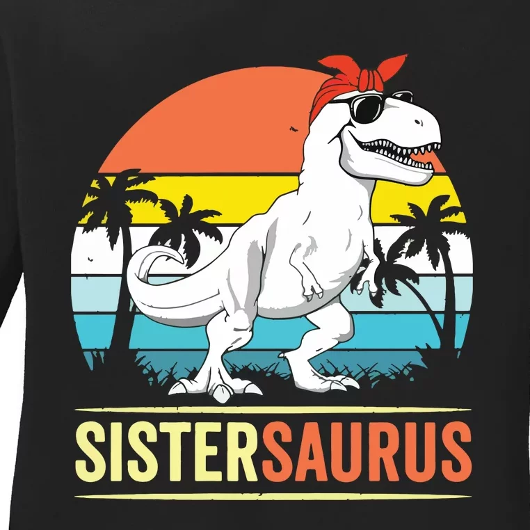 Sistersaurus T Rex Dinosaur Sister Saurus Family Matching Ladies Long Sleeve Shirt