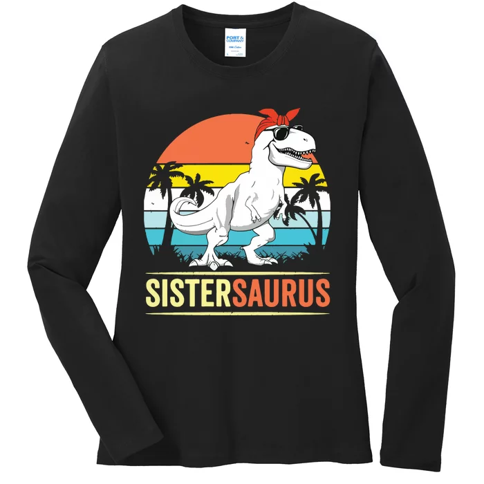 Sistersaurus T Rex Dinosaur Sister Saurus Family Matching Ladies Long Sleeve Shirt